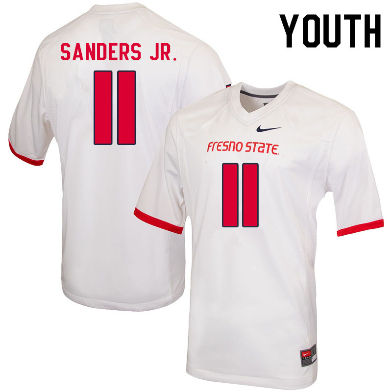 Youth #11 Cale Sanders Jr. Fresno State Bulldogs College Football Jerseys Sale-White